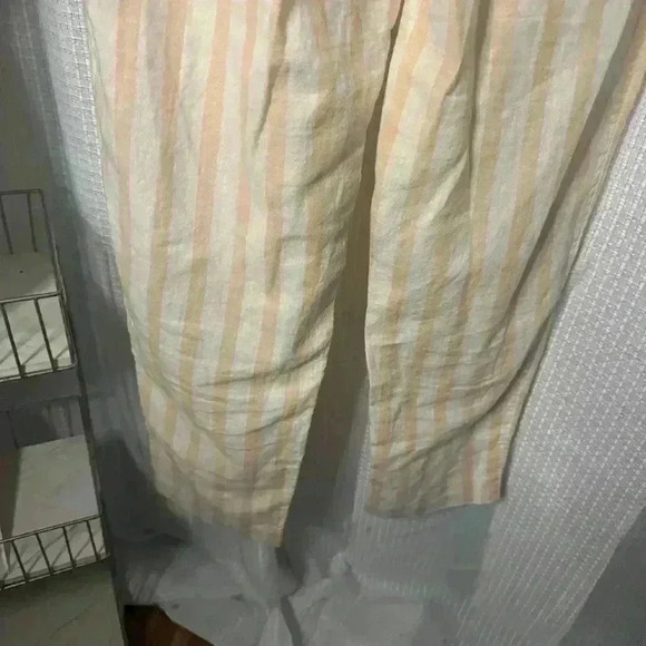 Anthropologie Women’s Size 2 Oasis Striped High-rise Linen Pants in Peach/Cream - Picture 9 of 15